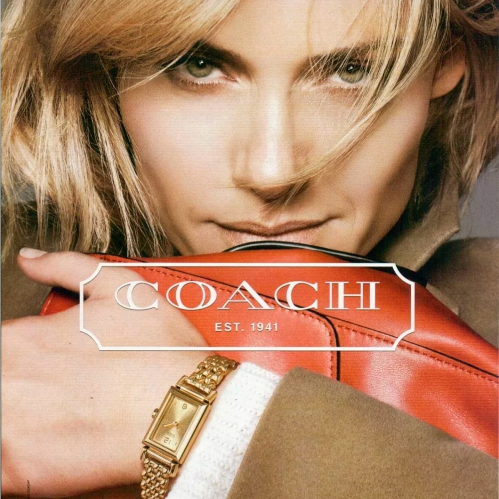 Coach Cream Leather Bag with Brown snake print handles and trims